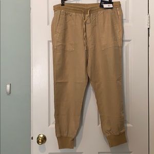 NWT Gap khaki linen blend joggers XL